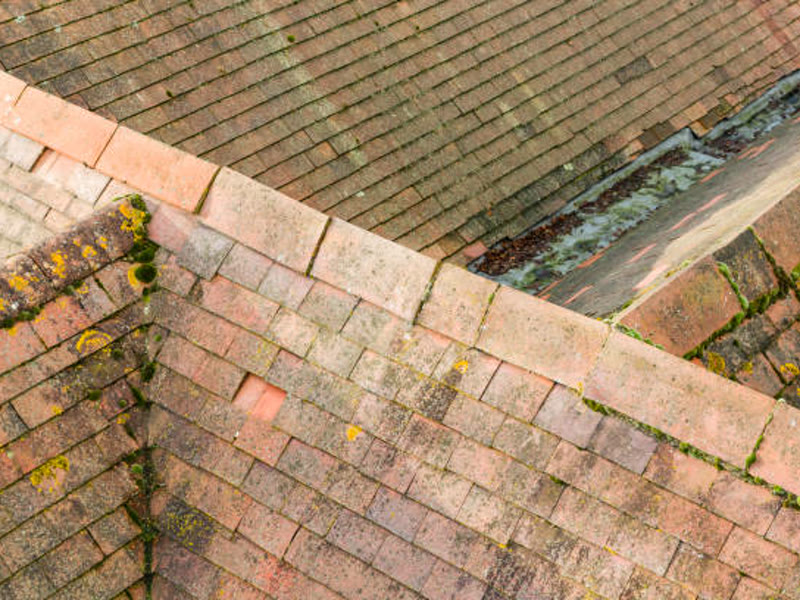 Dirty steeply pitched tiled roof that is difficult to pressure clean