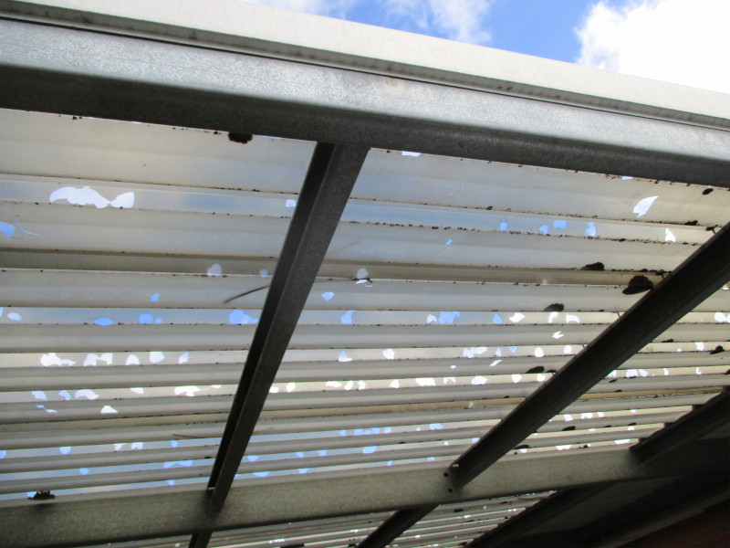 Laserlite panels damaged with holes from pressure jet